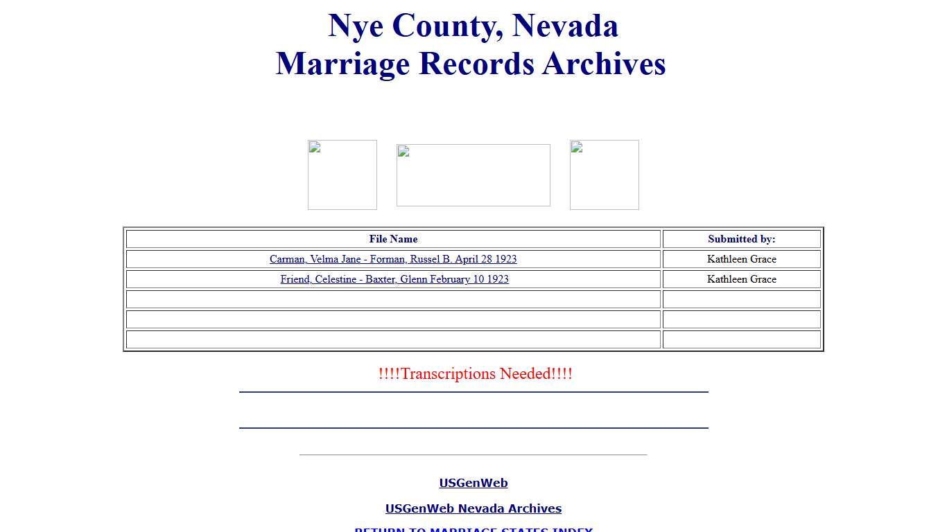 Nye County, Nevada - Marriage Records Archive